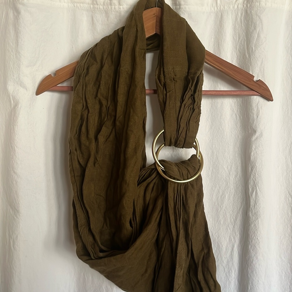 Sakura Bloom Green Linen Ring Sling EUC